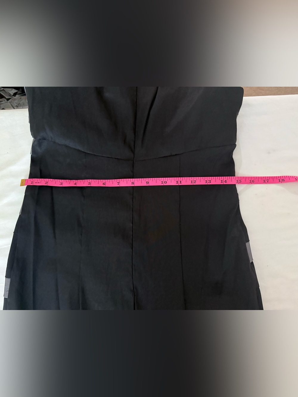 Betsy & Adam Black One-Shoulder Satin-Trim Mermaid Gown - Picture 9 of 9